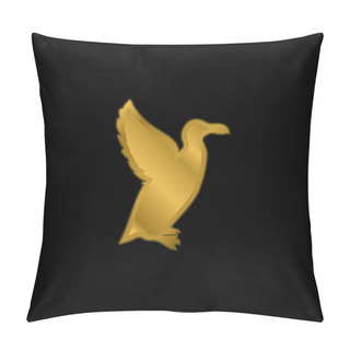 Personality  Bird Auk Shape Gold Plated Metalic Icon Or Logo Vector Pillow Covers