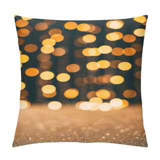 Personality  Golden Sparkling Sequins With Bokeh On Background, Christmas Concept Pillow Covers