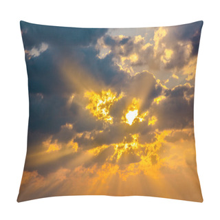 Personality  Cloud Sun Beam Ray Light Warm Orange Color Pillow Covers