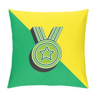 Personality  Award Green And Yellow Modern 3d Vector Icon Logo Pillow Covers