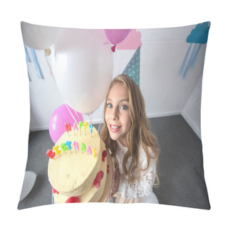Personality  Little Girl With Birthday Cake Pillow Covers