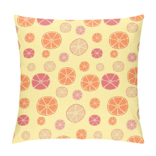 Personality  Fresh Citrus Fruits. Hand Drawn Seamless Pattern With Pretty Doodle Orange And Grapefruit Slices Pillow Covers