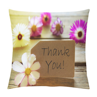 Personality  Sunny Label With Text Thank You With Cosmea Blossoms Pillow Covers