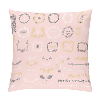 Personality  Big Set Of Floral Graphic Design Elements Pillow Covers