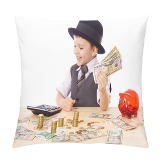 Personality  Boy At The Table Counts Money Pillow Covers