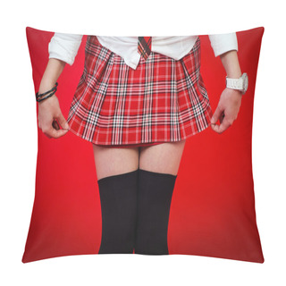 Personality  College Girl In Plaid Skirt Pillow Covers