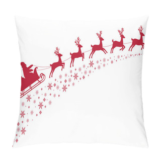 Personality  Santa Sleigh Reindeer Flying On Background Of Snow-covered Stars. Pillow Covers