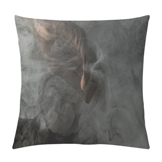 Personality  Partial View Of Male Hand In Grey Smoke Pillow Covers