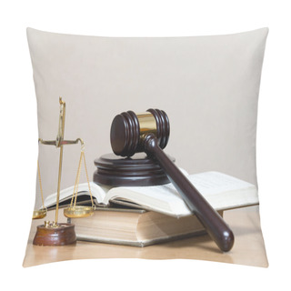 Personality  Wooden Gavel And Books  Pillow Covers