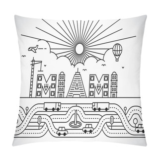 Personality  Miami City Typography Design Pillow Covers