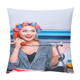 Personality  Woman Talking On Telephone Pillow Covers