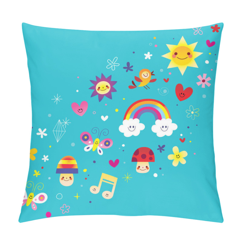 Personality  Butterflies Rainbow Flowers Hearts Nature Design Elements Pillow Covers