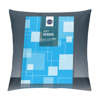 Personality  Abstract Composition, Quadrate Font Texture, Square Part Construction, Blue A4 Brochure Title Sheet, Creative Transparent Rectangle Figure Icon, Logo Sign Surface, Firm Banner Form, Flier Fiber, EPS10  Pillow Covers