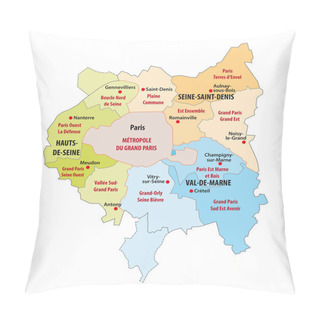 Personality  Administrative Map Of The Municipal Association In The Ile-de-France Pillow Covers