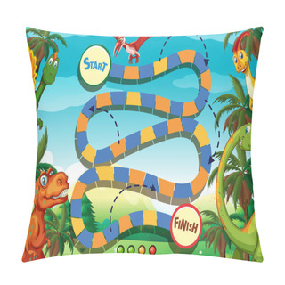 Personality  Boardgame Template With Many Dinosaurs Pillow Covers