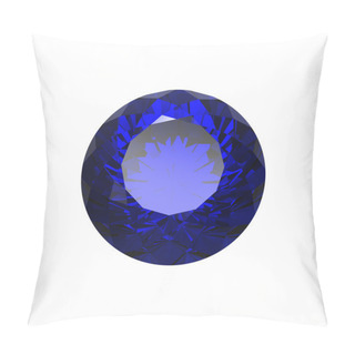 Personality  Round Blue Sapphire Isolated. Gemstone Pillow Covers