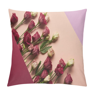 Personality  Blooming Pink And White Eustoma Flowers With Green Leaves  Pillow Covers