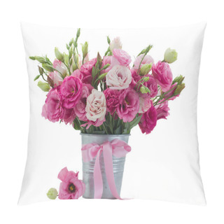 Personality  Pink Eustomas In Flower Pot Pillow Covers