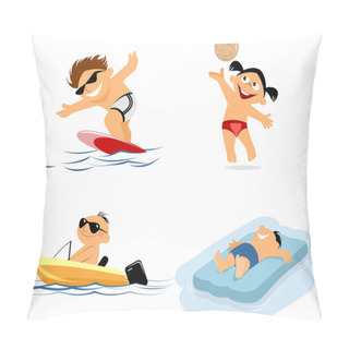 Personality  Four Children On Beach Pillow Covers