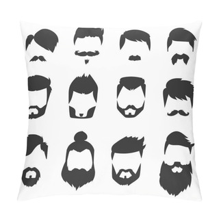 Personality  Hairstyle Beard And Hair Face Cut Mask Flat Cartoon Vector. Pillow Covers