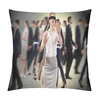 Personality  Young Blindfolded Woman Pillow Covers