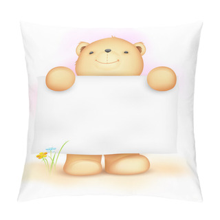 Personality  Cute Teddy Bear With Blank Board Pillow Covers