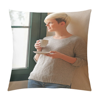 Personality  Looking Out A Window Drinking Coffee Pillow Covers