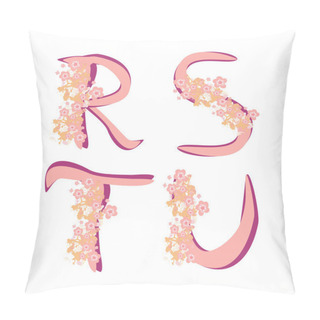 Personality  Vector Spring Alphabet With Flowers Letters R,S,T,U Pillow Covers