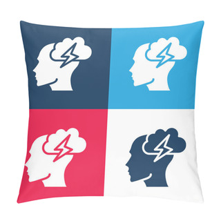 Personality  Brainstorm Blue And Red Four Color Minimal Icon Set Pillow Covers