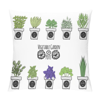 Personality  A Set Of Balcony Spice As A Design Element On A White Background.  Illustration Pillow Covers