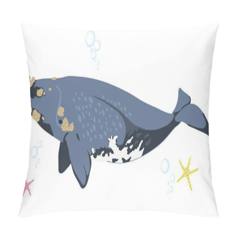 Personality  Right whale whale icon isolated on white background cartoon realistic whale pillow covers