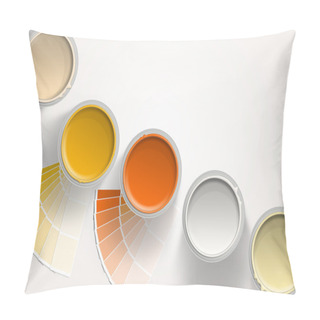 Personality  Five Paint Cans - Yellow, Orange, White On White Background Pillow Covers