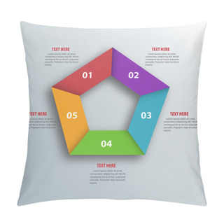 Personality  Abstract 3D Paper Infographics. Pentagon Shape. Vector Illustrat Pillow Covers