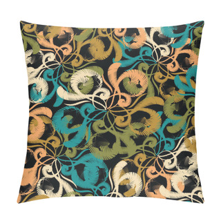 Personality  Modern Abstract Colorful Embroidery Seamless Pattern. Pillow Covers