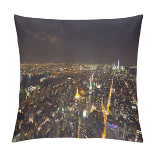 Personality  Aerial Night View Of Manhattan Pillow Covers