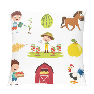 Personality  Vector Illustration Of Farm Things Pillow Covers
