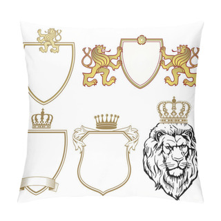 Personality  Coat Of Arms With Lions And Crowns Pillow Covers