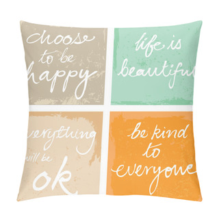 Personality  4 Hand Written Inspirational Motivational Words Pillow Covers