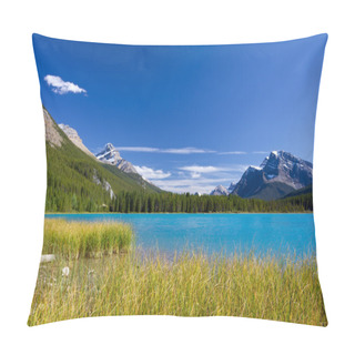 Personality  Lake With Turquoise Blue Water, Rocky Mountains And Clear Sky Pillow Covers