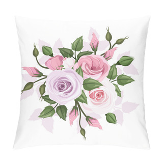 Personality  Roses And Lisianthus Flowers. Vector Illustration. Pillow Covers
