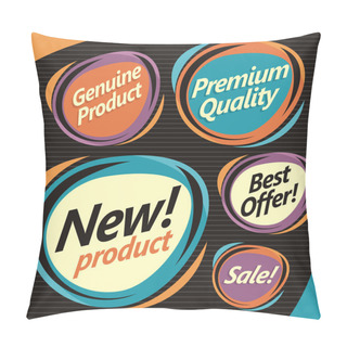 Personality  Set Of Retro Labels, Stickers And Badges Pillow Covers