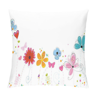 Personality  Summer Time Colorful Doodle Flowers Vector Background Pillow Covers