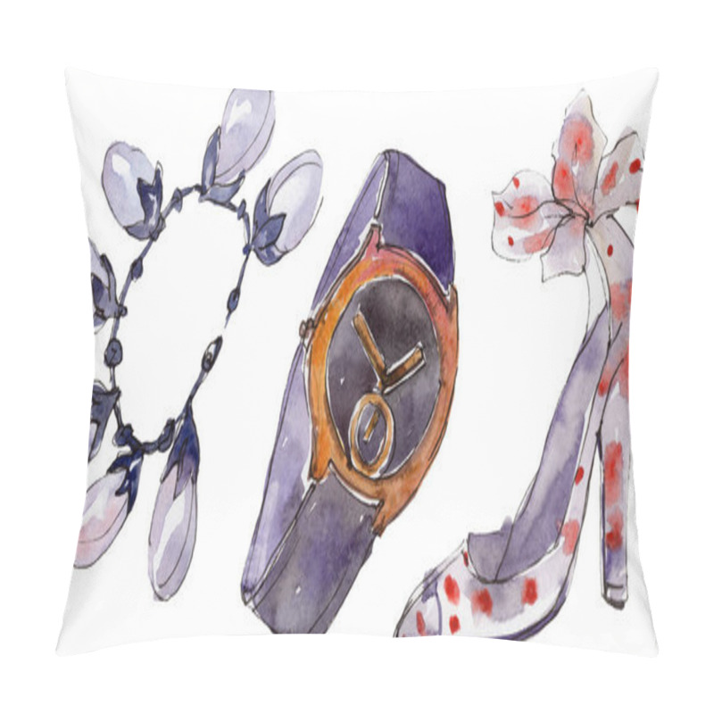 Personality  Trendy isolated accessories illustration set in watercolor style pillow covers