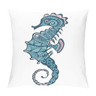 Personality  Seahorse Vector Illustration Maori Style Tattoo. Stylized Graphic Seahorse.  Pillow Covers