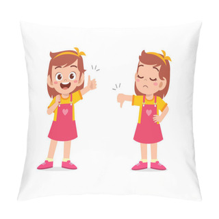 Personality  Little Girl Show Hand Gesture Thumb Up And Thumb Down Pillow Covers