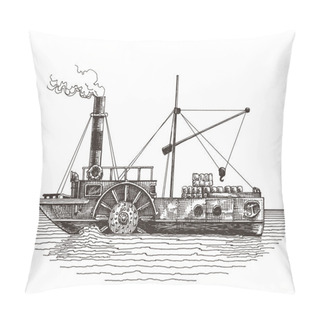 Personality  Ship Vector Logo Design Template. Steamboat Or Steamship Icon. Pillow Covers