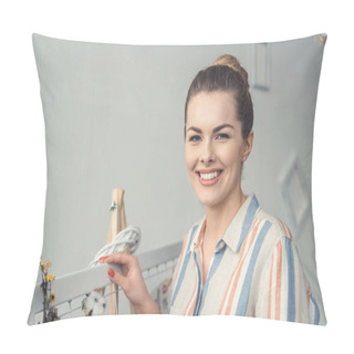 Personality  Happy Florist At Workplace Pillow Covers