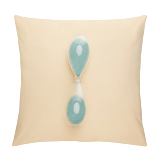Personality  Top View Of Hourglass On Beige Background Pillow Covers