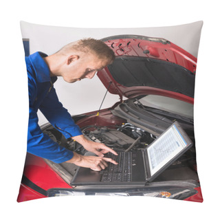 Personality  Fixing Car With The Help Of Laptop Pillow Covers