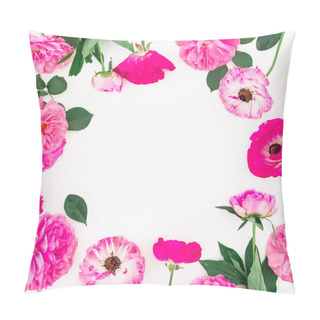 Personality  Frame Made Of Pink Peony Flowers Pillow Covers